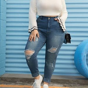 High Waisted Destroyed Denim NWT